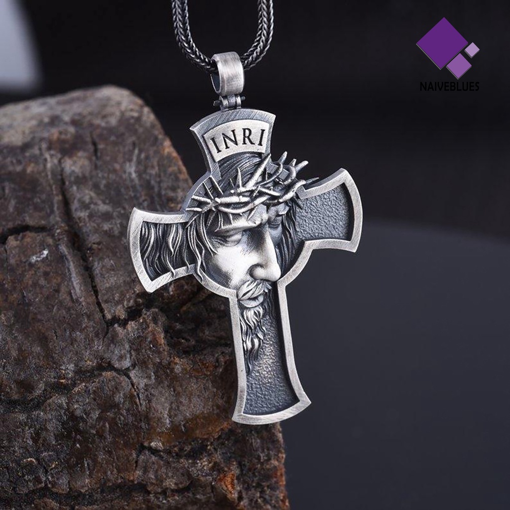 Kalung Liontin Salib Yesus Ukiran Untuk Pria