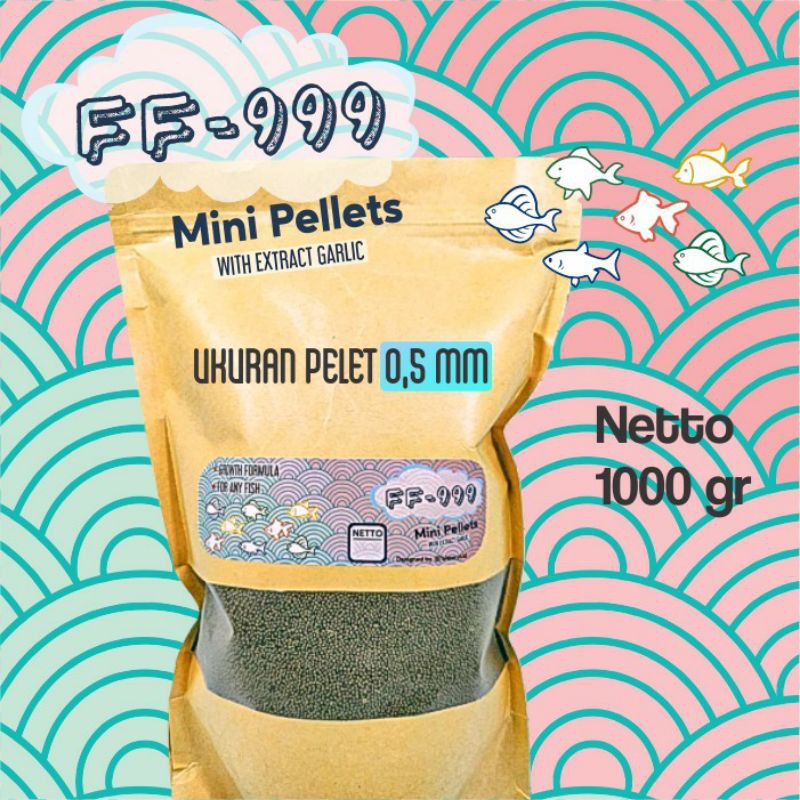 Pakan Pelet Makanan Bibit Ikan Kecil 1 KG FF-999 Untuk Lele Gurame Patin Nila Mas Koi Koi.