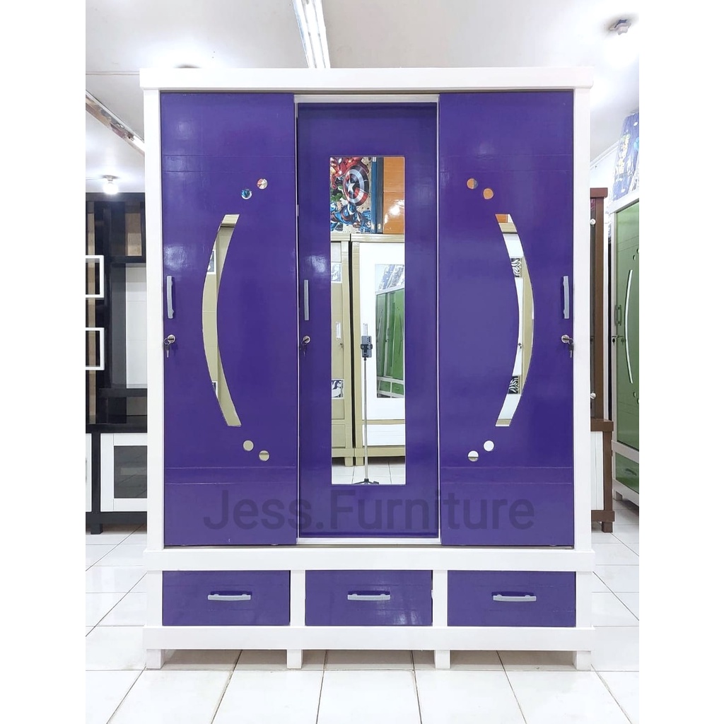 Lemari Baju Gamis Sleding / Lemari Pakaian Sleding Lemari Pakaian 3Pintu / Lemari Pakaian Baju 3Pint