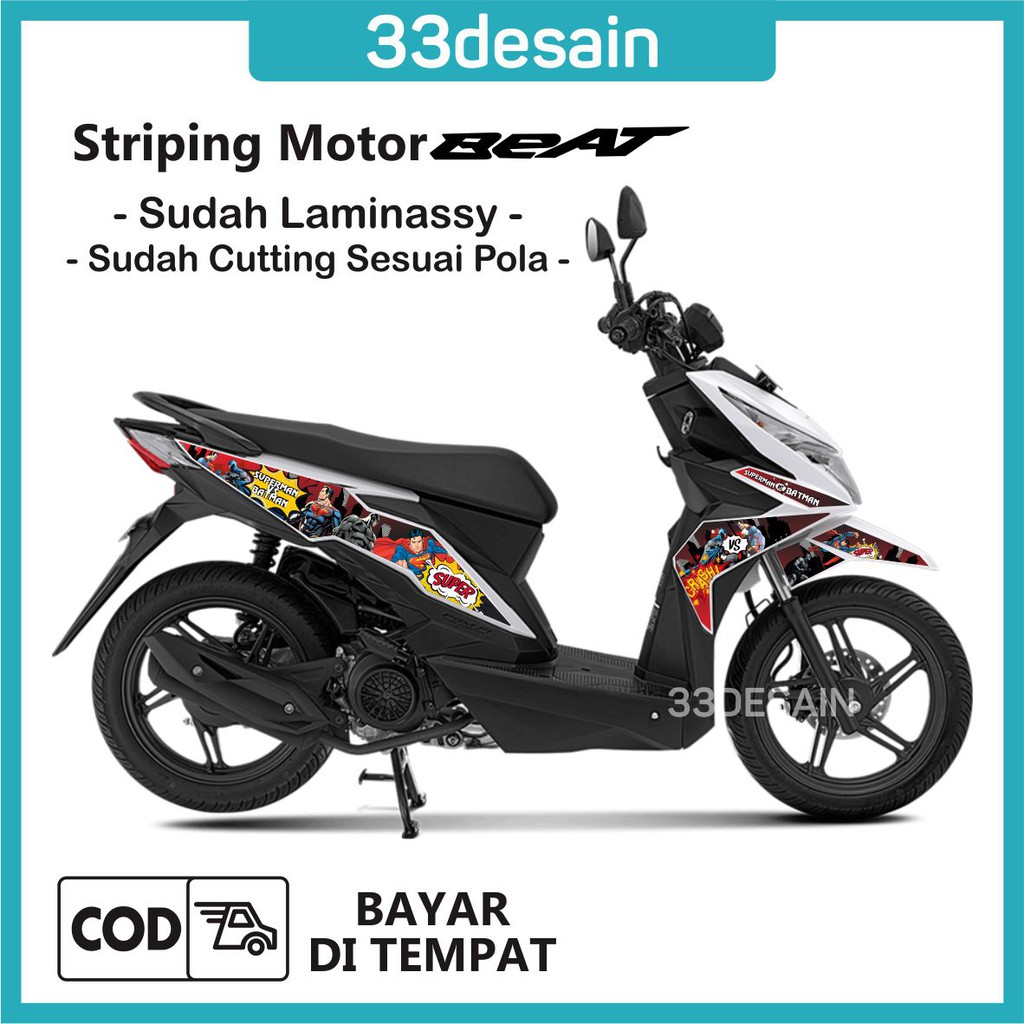 Jual Aksesoris Stiker Motor Sticker Striping Motor Beat 2017 2019 Batman Vs Superman 02 33Desain Indonesia Shopee Indonesia