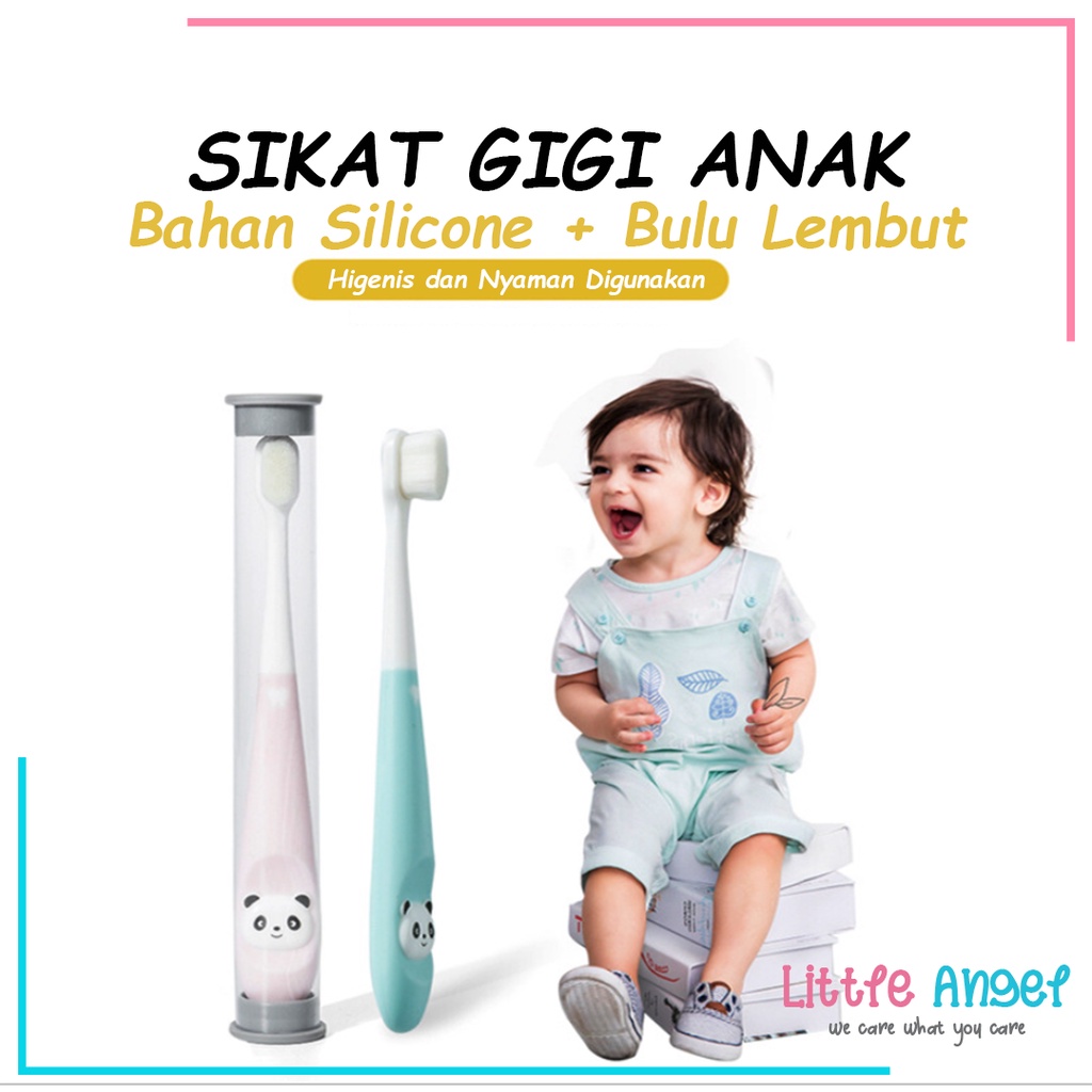 SIKAT GIGI BAYI ANAK Training Toothbrush Kids 1 tahun Karakter Panda Silicon Lembut Bulu Halus Impor