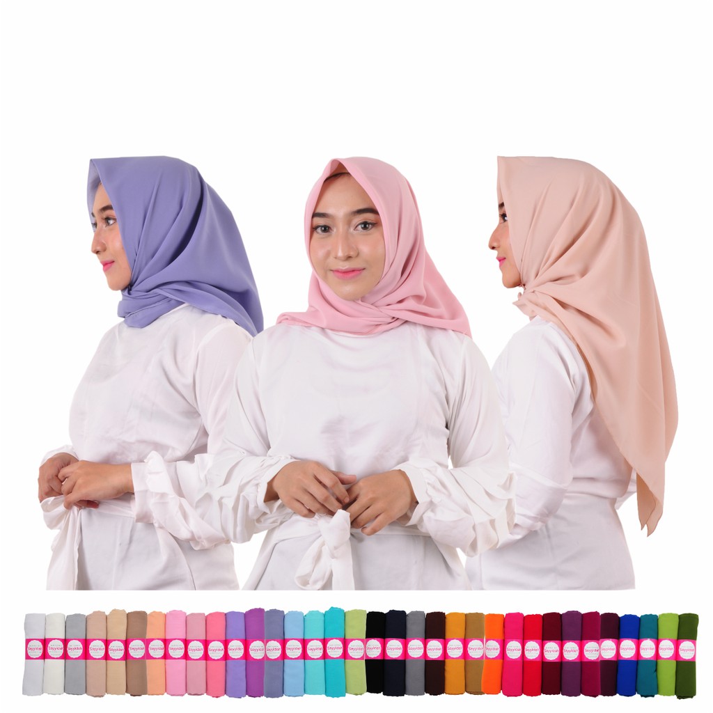 VINY SQUARE Premium Quality Jilbab Segiempat Chiffon Fine 