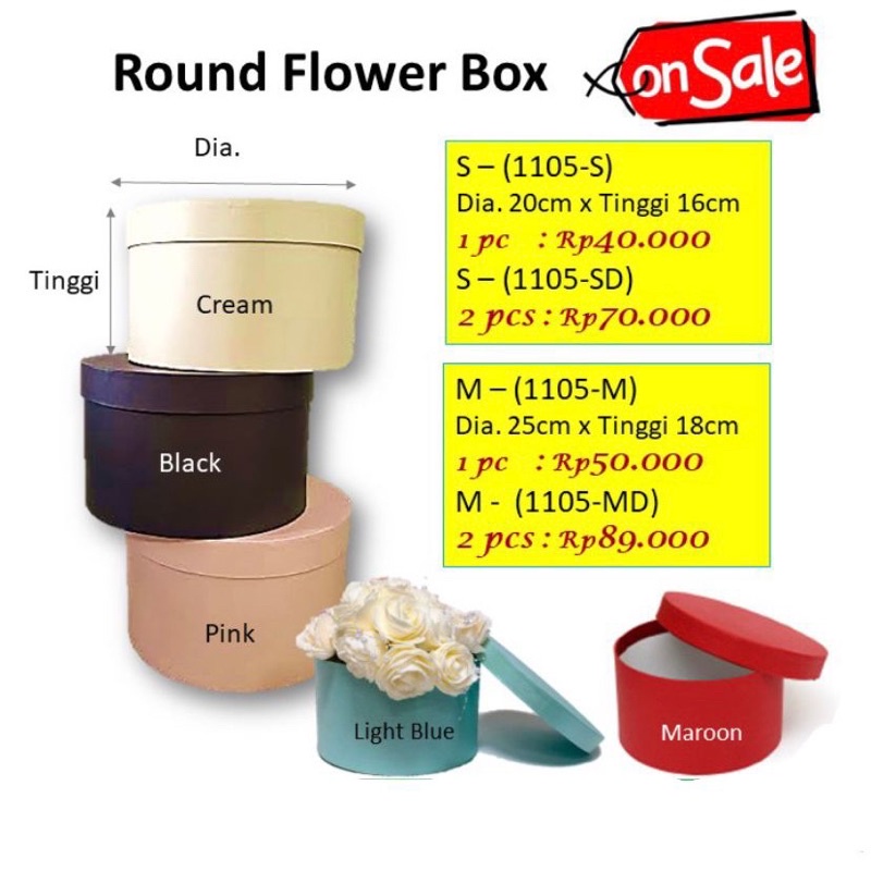 

Box Bulat Round Bloombox Hard Box Bulat 1105S Barang Florist Supply