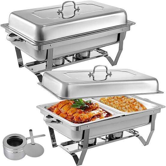 Chafing Dish 11L Tempat Makan Prasmanan Stainless Steel ( 2 Sekat Makanan )