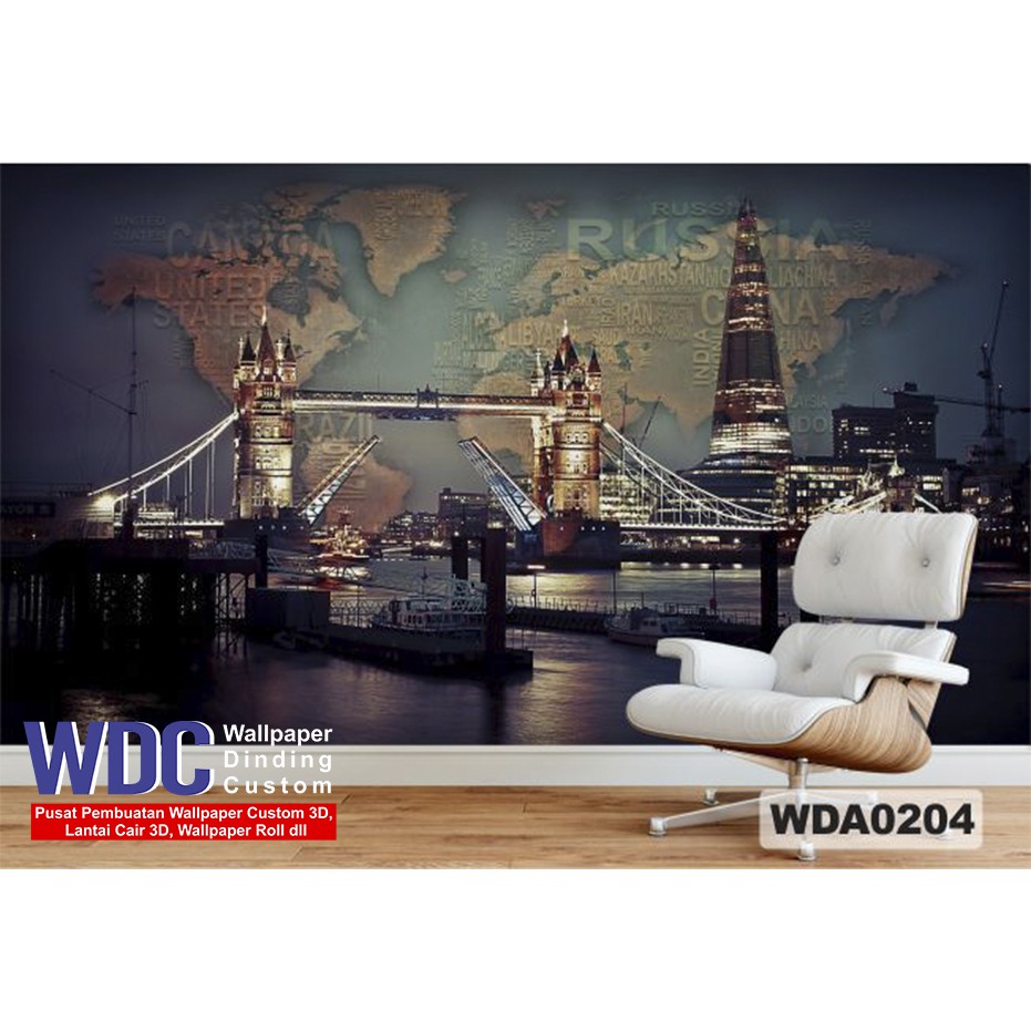 wallpaper 3d custom london bridge, wallpaper 3d worldmap, wallpaper dinding custom, wallpaper 3d