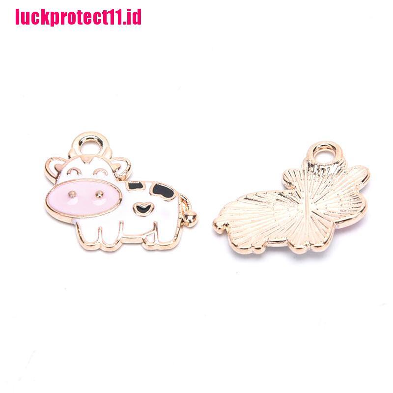 10pcs Liontin Enamel Bentuk Sapi Untuk Membuat Perhiasan Gelang