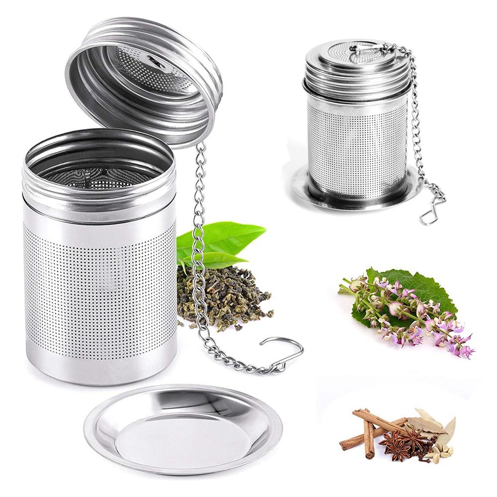 Infuser Teh Quinton18/8Stainless Steel Untuk Sambungan Ulir Daun Longgar Dengan Tutup Extra Fine Mesh Tea Ball Cooking Infuser