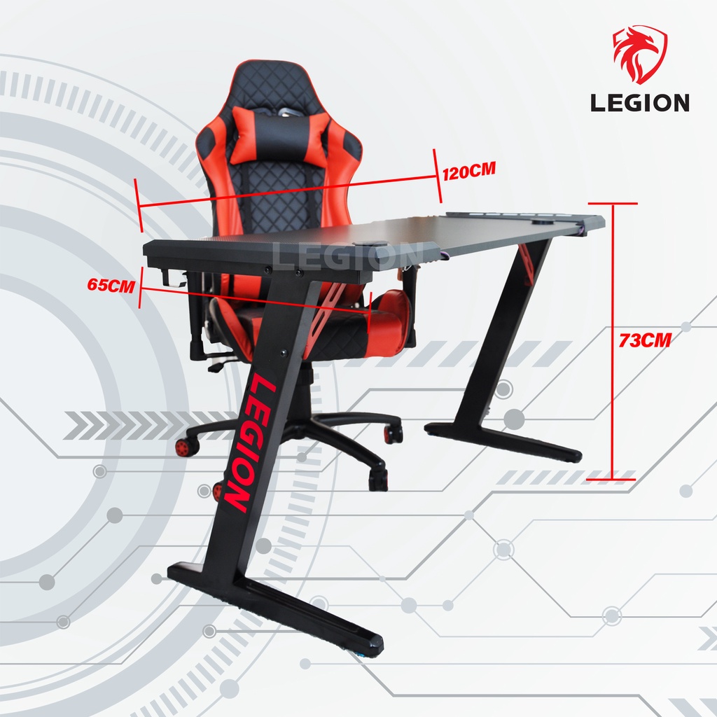 LEGION Meja Komputer Gaming PC LED Gaming Desk Table