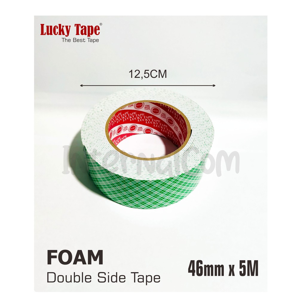 Double Tape Foam 2&quot; 46mm x 5m Scotch Mounting Putih busa Batik Kuat Lakban