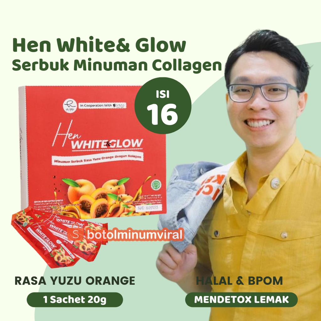 Minuman Kolagen Pemutih White &amp; Glow DNA Salmon L Glutathione Dr Hen