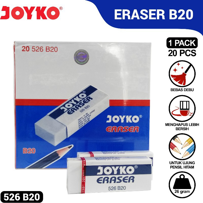 

[PCS] JOYKO PENGHAPUS PENSIL 526-B20 PUTIH PENCIL ERASER STIP ALAT TULIS MURAH ATK MURAH FANCY STATIONERY
