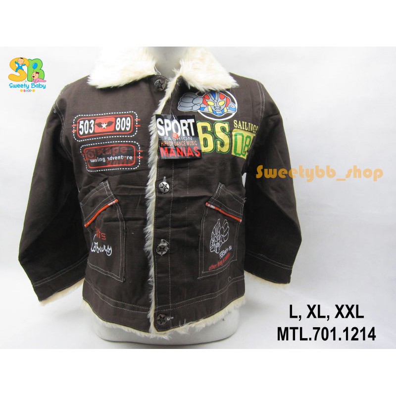 Jaket anak laki jeans bulu hangat 3-4th / jaket anak cowok