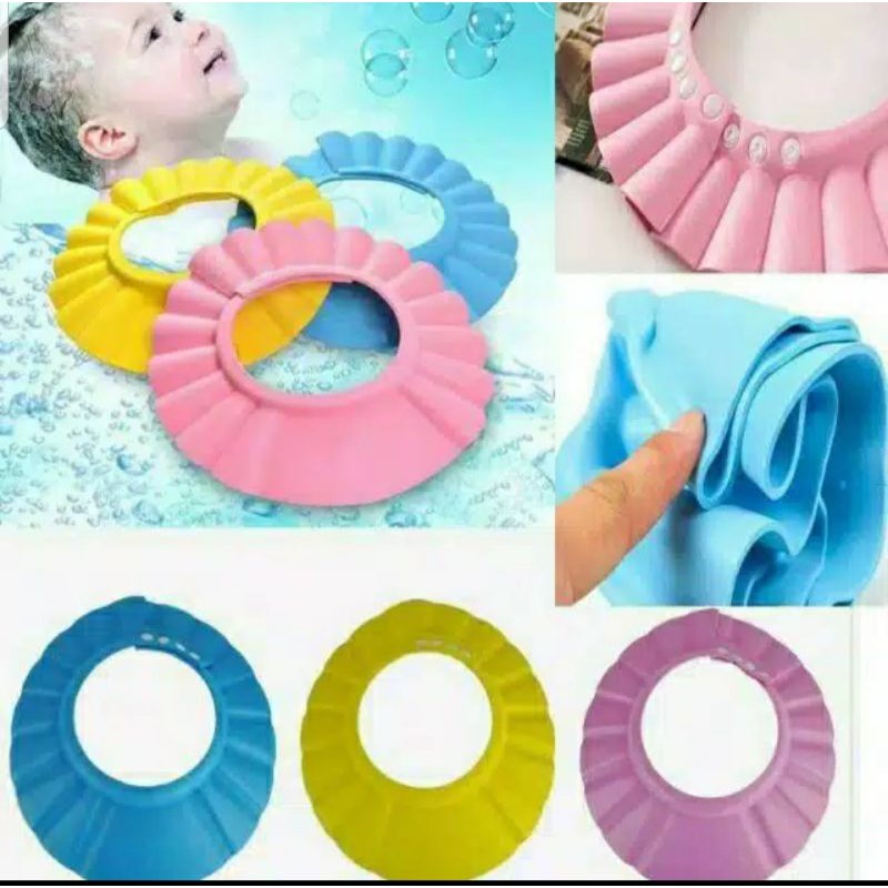 TOPI KERAMAS BAYI DAN ANAK / BABY SHOWER CAP / SHOWER HAT / TOPI KERAMAS / PENUTUP KEPALA DAN RAMBUT BAYI ANAK / PENUTUP TELINGA BAYI ANAK