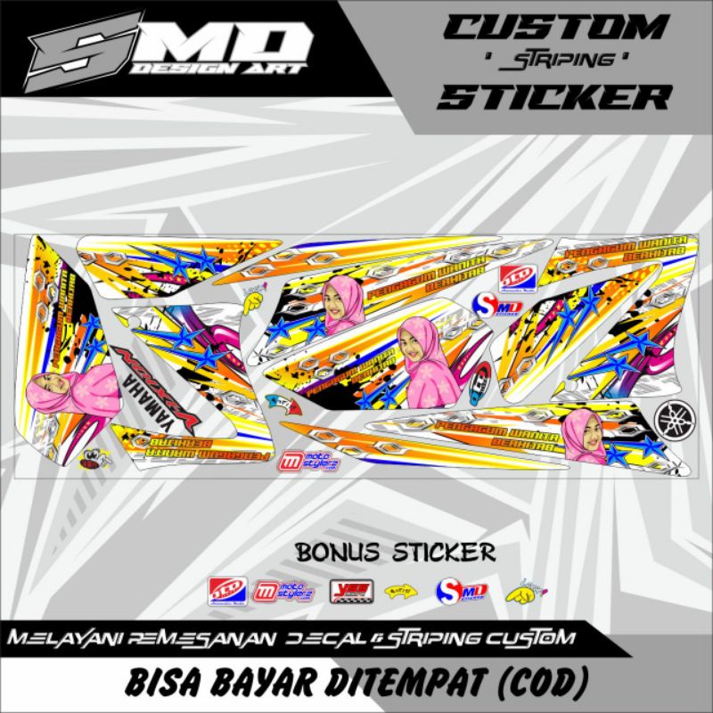 STRIPING MOTOR VIXION OLD WANITA HIJAB STRIPING VIXION LAMA