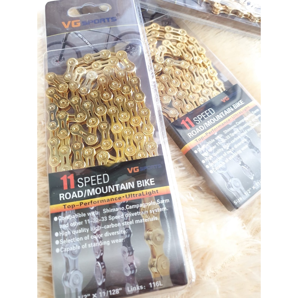 Rantai Sepeda VG Sport Sports 11 Speed G Gold Kuning Bicycle Chain Half Hollow