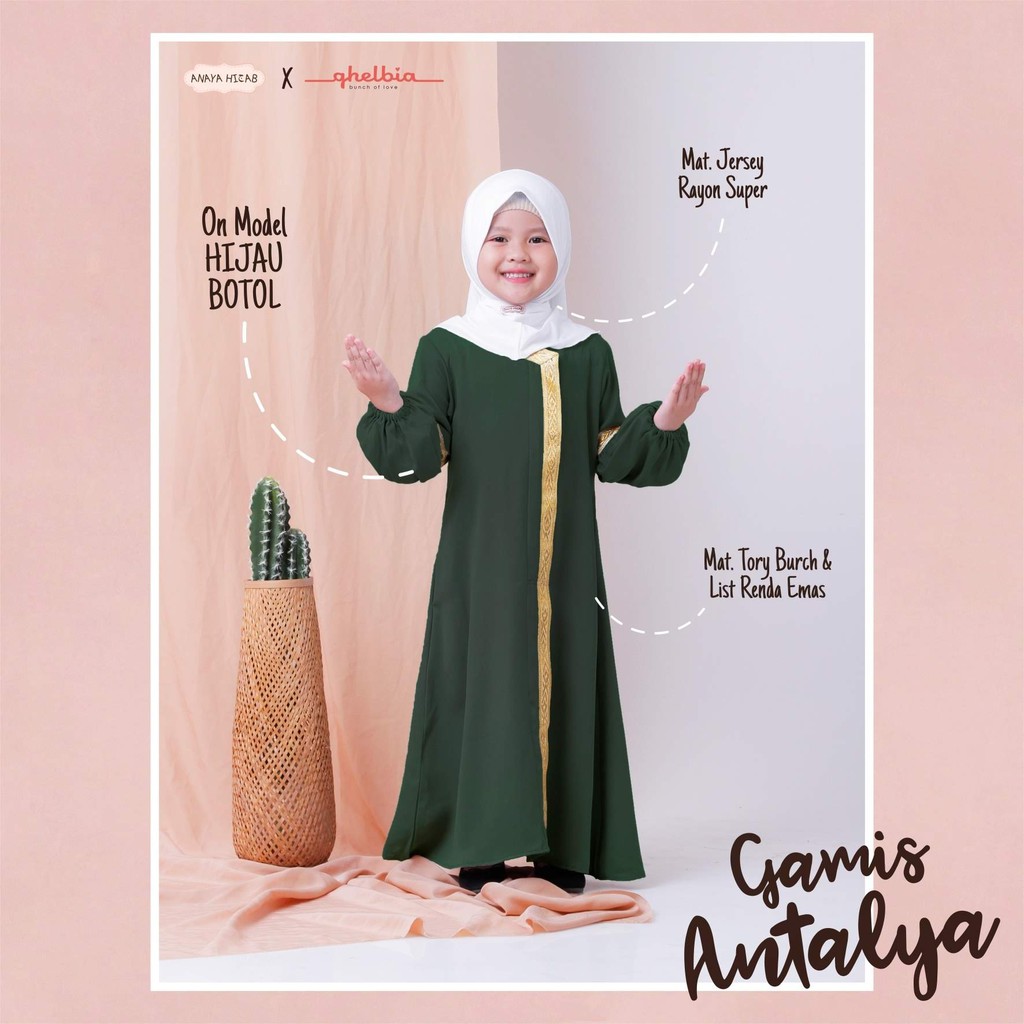 Gamis Antalya Hijau Botol Ibu dan Anak Ghelbia - Rivia Store