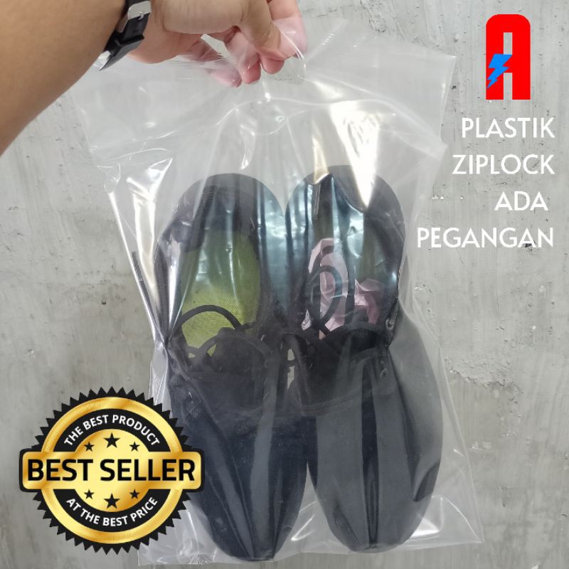 50pc Plastik ziplock bening transparan klip dengan pegangan untuk sepatu