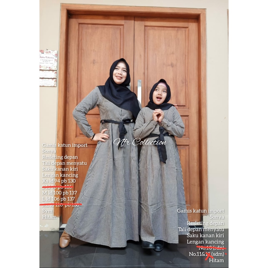 gamis oka oke couple ibu anak untuk dewasa dan anak tanggung/ remaja / abg motifkotak kecil busui ld
