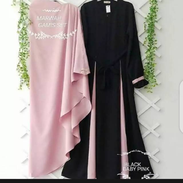 BAJU GAMIS SYAR'I MARWAH PLUS HIJAB