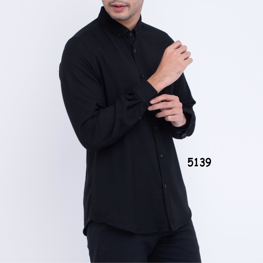 Kemeja Pria Lengan Panjang Hitam Black 5139 Simple Murah Premium Distro-1