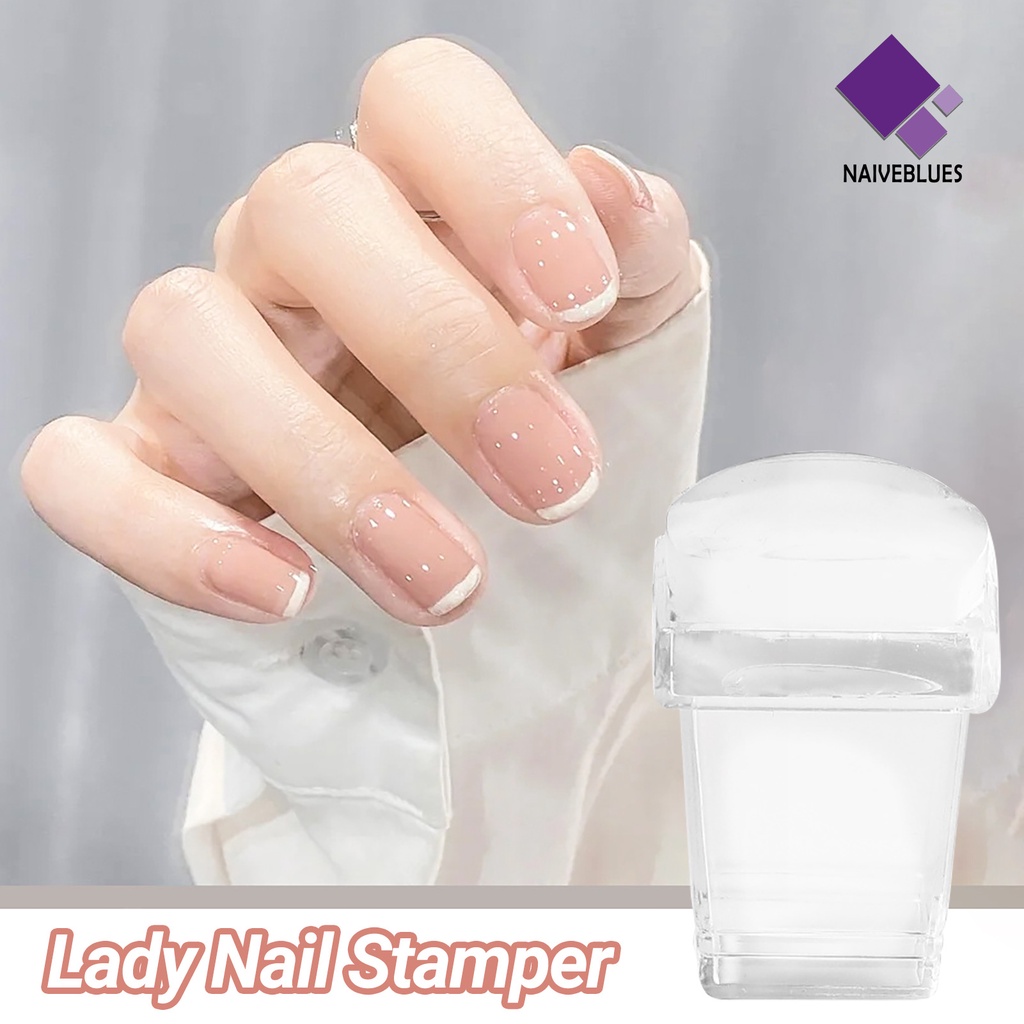 Naiveblue Set Stamper + Scraper Kuku Bahan Silikon Transparan Mudah Digunakan Untuk Nail Art