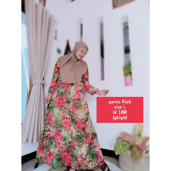 kirania batik-gamis Klok size L (ld 98-100)