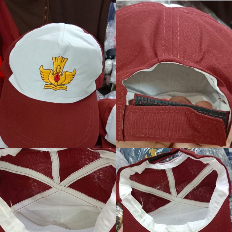 Topi SD | Topi MI | Topi Merah Putih | Topi SD Merah | Merah Putih logo Biru | Hijau Putih