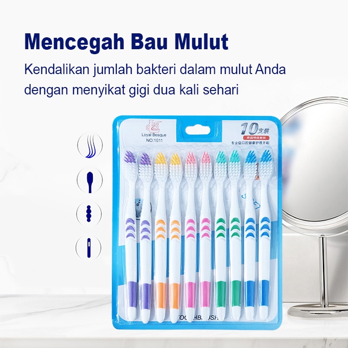 [PAKET HEMAT] Sikat Gigi Set Dewasa 10pcs in 1 Double Care Sensitive Soft-Sweet Bee Deep Clean Tootbrush Anti Rontok Anti Iritasi Peralatan Mandi Perawatan Mulut Import - YS-4 - 88_Blanket Store