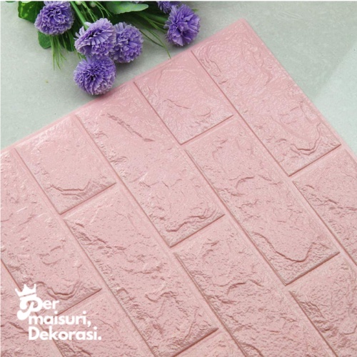 [COD] Wallpaper Dinding Stiker Wallfoam 3D Sticker Dekorasi Kamar Rumah Murah-PINK SOFT