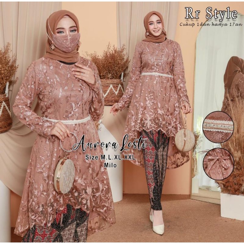 Kebaya Aurora Lesty / Kebaya Modern / Kebaya Wisuda / Kebaya Remaja / Baju Kebaya Kondangan / Setelan Kebaya Modern