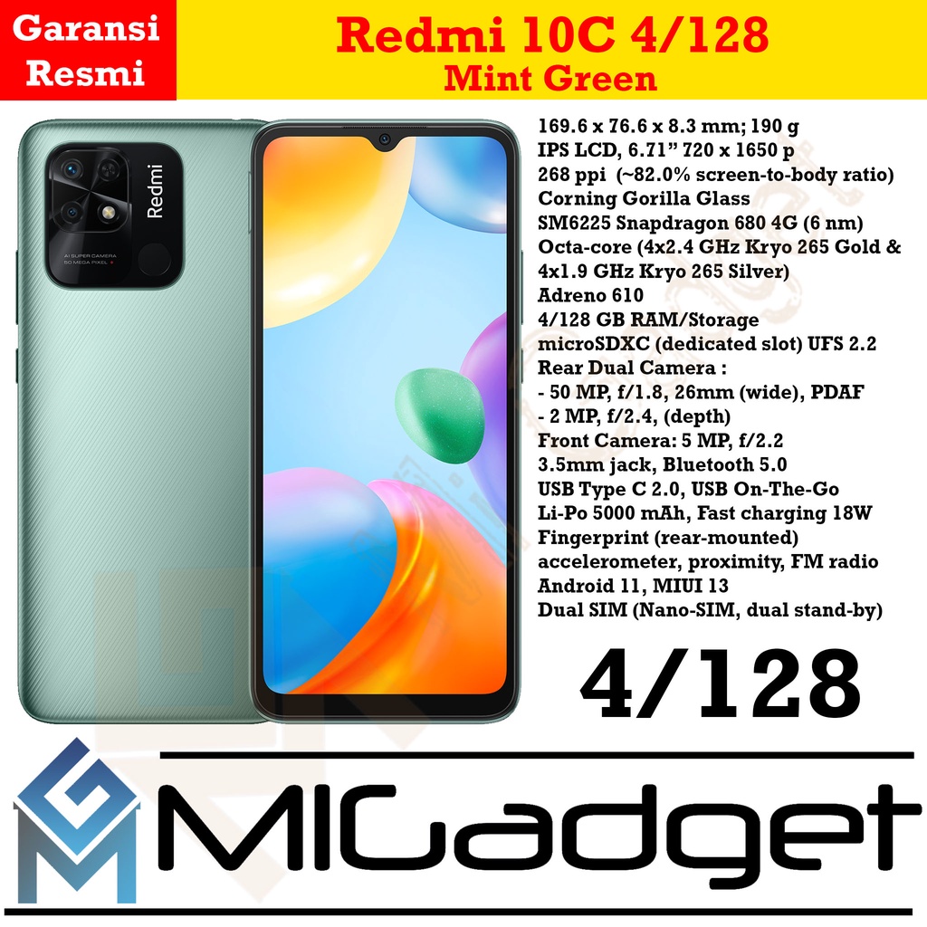 Redmi 10C 10 C 4/128 Garansi Resmi