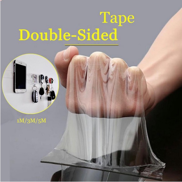 Lem Double / Lakban Double Tape Ajaib Bening 2 Sisi Solatip Serbaguna Tempelan Perekat Dinding Kuat / Isolasi Dua Sisi Multifungsi / Lakban Tape Magic Merekat Dengan Sempurna dan Kuat / Lakban Magic Tidak Merusak Tembok