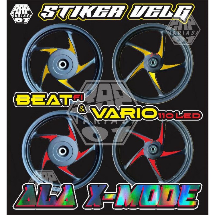 Terbaru!! stiker Velg Beat fi, Beat Carbu,Scoopy &amp; Vario 110 LED, stiker Cutting ala X-MODE