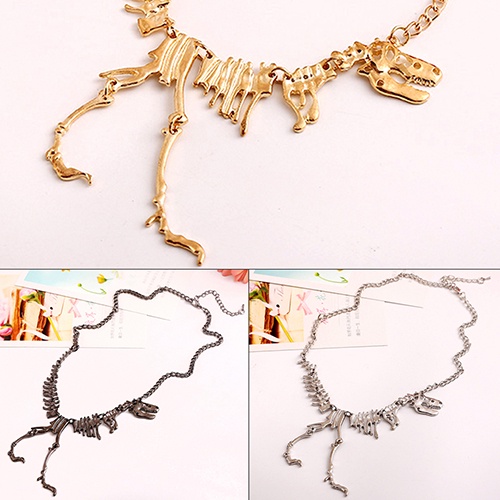 Hu Hu Hu Hu Hu Alat Bantu Pasang Kacamata♡ Kalung Rantai Liontin Tulang Dinosaurus Bahan Alloy Gaya Punk Untuk Unisex