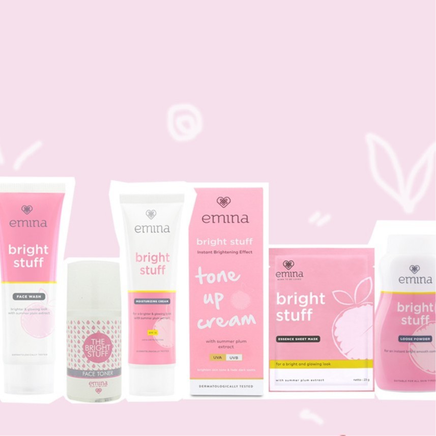 EMINA BRIGHT STUFF SERIES FACIAL WASH &amp; MOISTURIZING CREAM EMINA SERUM TONE UP/ ACNE PRONE BRIGHT