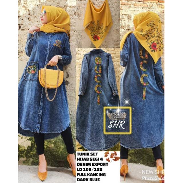 SHR ORI tunik set jilbab tanpa celana