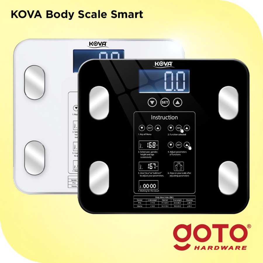 Timbangan Badan Digital GoTo Kova BMI Body Fat Mass Monitor Analysis 180 Kg