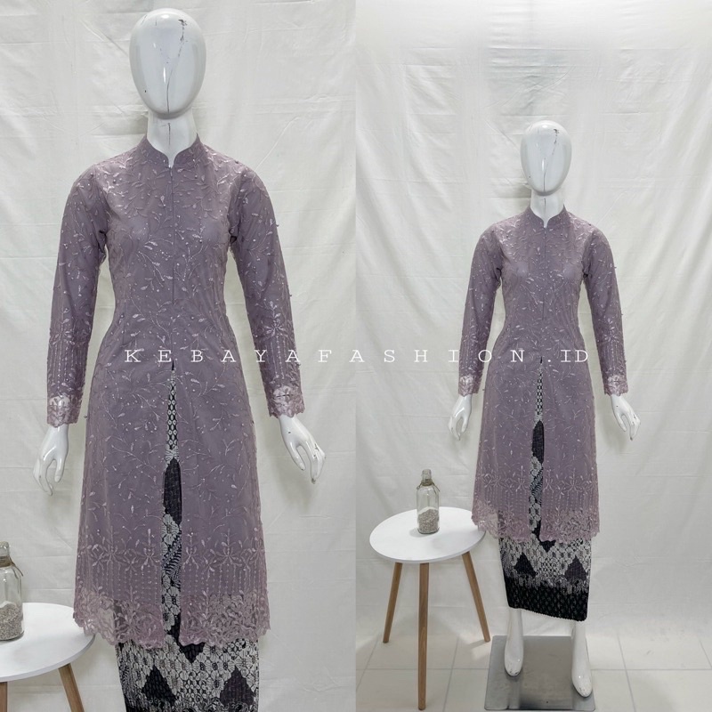 Kebaya Tunik Kerah Sanghai Kombinasi Payet / Kebaya Tunik tile  / Kebaya Modern / kebaya Pesta / Kebaya Ibu Besan