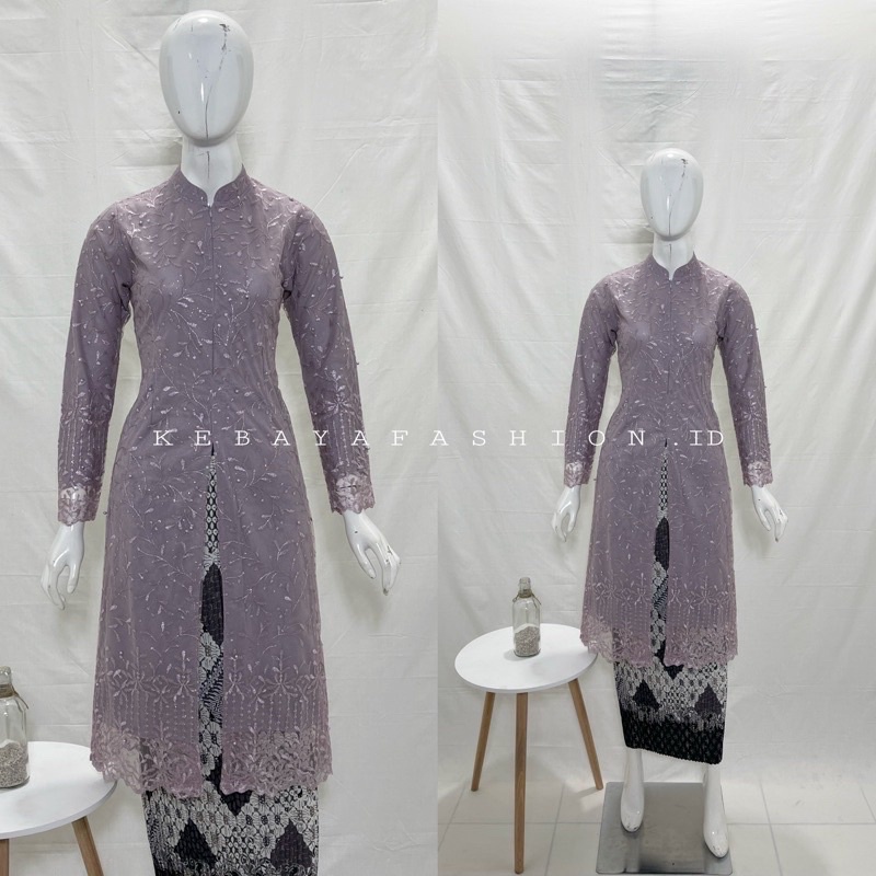 ( C O D ) Setelan Kebaya tunik kerah sanghai / Kebaya Tunik seleting depan / Kebaya Modern / kebaya Pesta / Kebaya Terbaru