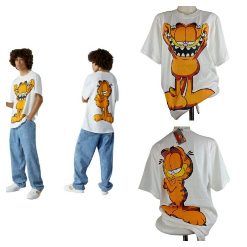 kaos bershka/t shirt bershka/zara kaos karaktet garfield/atasan pria/wanita full tag