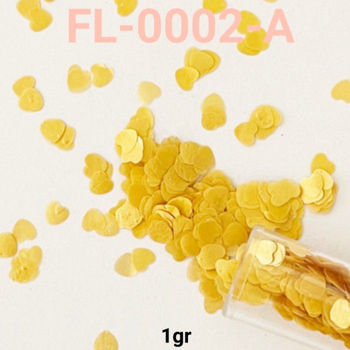 

GR-FL-0002 SPRINKLES GLITTER BORCI KERTAS EMAS HATI LOVE EDIBLE IMPORT TERBARU