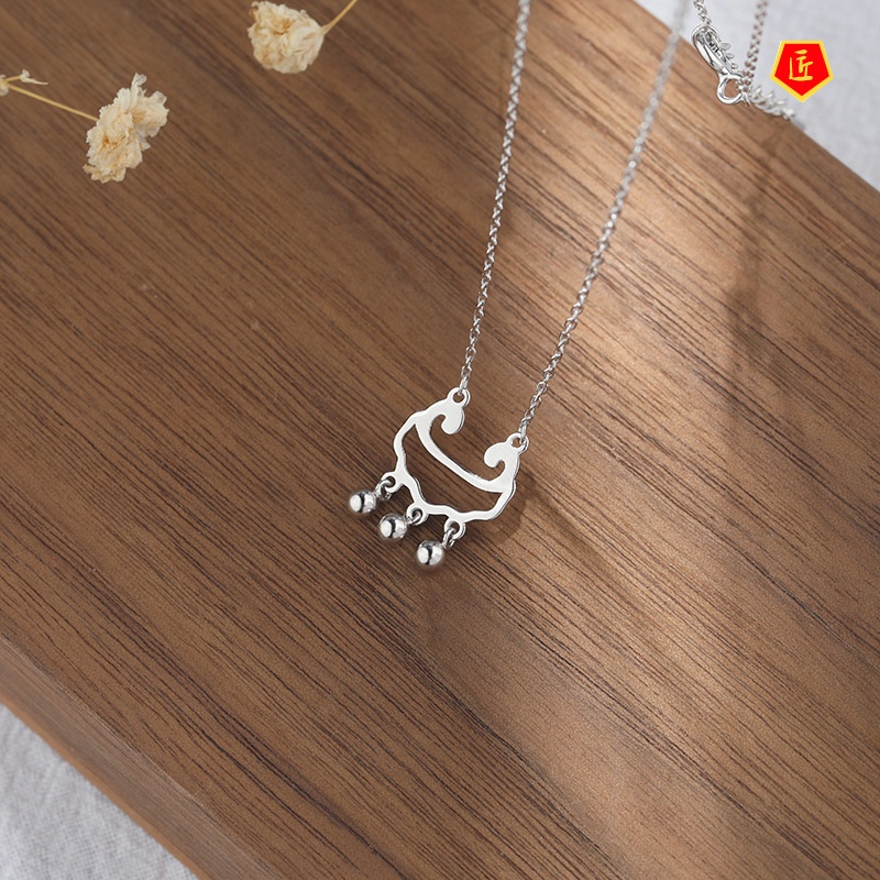 [Ready Stock]S925 Silver Longevity Safety Lock Necklace Women's Retro Simple Niche