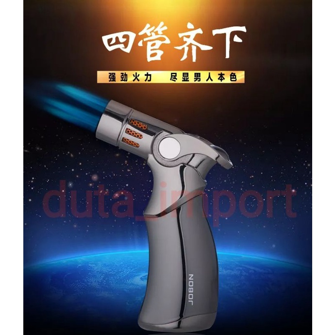 JOBON 4 Jet Flame Turbo Lighter Blue Fire Spray Gun Powerful/Korek Api Biru Gas Isi Ulang Keren