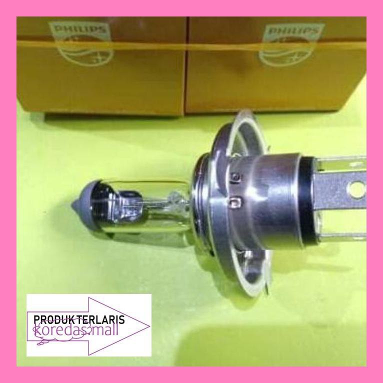Pllinterior Mobil-- Bohlam Lampu Depan Philips Type H4 12V 60/55 Watt + 30% Lebih Terang 10X1M