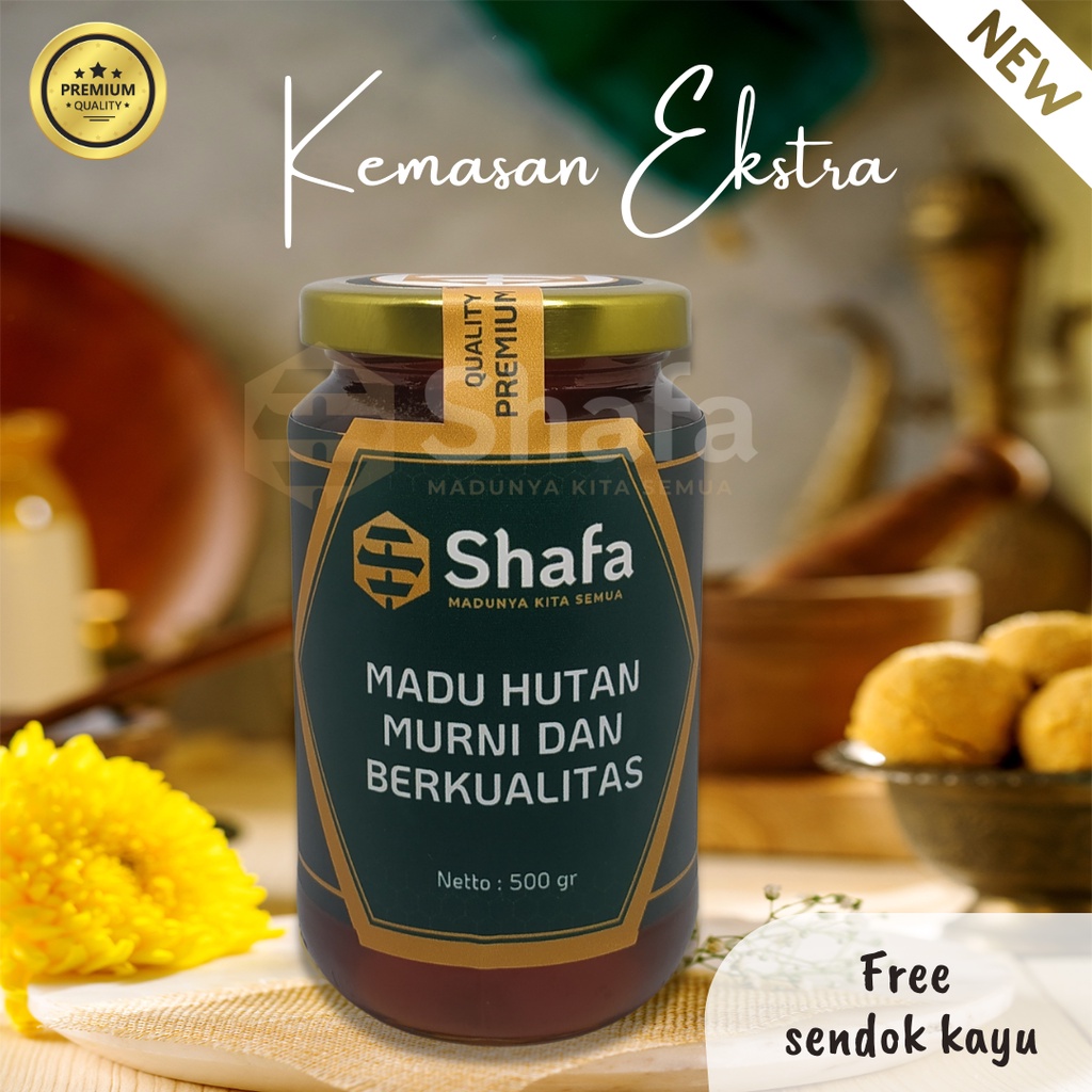 

Madu Shafa Premium Nektar Pohon Rambutan 500gram - 100% Madu Hutan Murni Kemasan Botol Kaca Free Sendok
