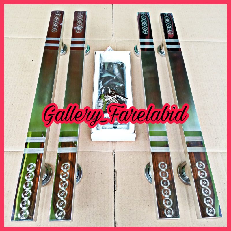 Panjang 80 Cm Handle Pintu Rumah Stainless Steel Kotak Jumbo Grafir Set Body Kunci Gagang Pintu Rumah Modern Pegangan Pintu Kupu Tarung Full Set Bodi Pelor Tarikan Pintu Rumah Utama Minimalis