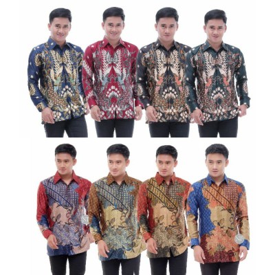 Kemeja Batik Semi Sutra Lengan Panjang Furing Istimewa M L Xl