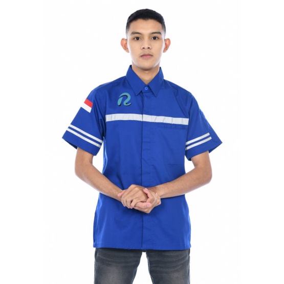 Atasan Wearpack tangan pendek custom bordir/Baju kerja kantor/kemeja karyawan kantor pabrik lapangan