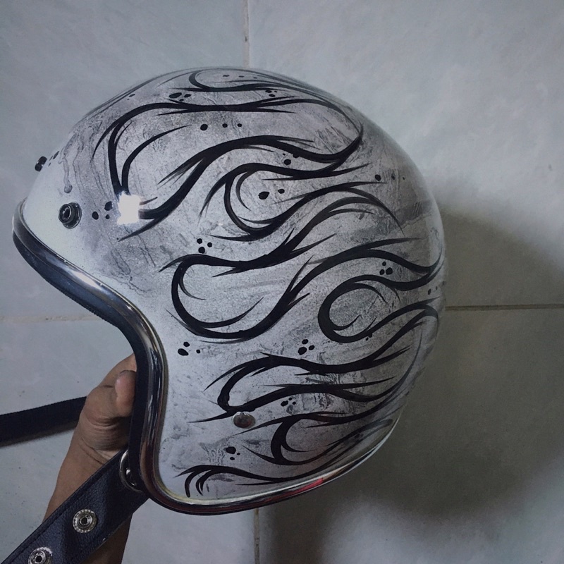 Jual Helm Custom Patina Flame Riot Aging Paint Helm Custom Shopee Indonesia