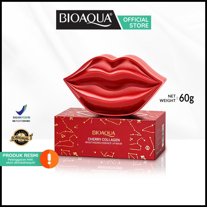 MASKER BIBIR BIOAQUA CHERRY COLLAGEN MOISTURIZING ESSENCE LIP MASK